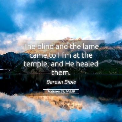 Picture 05 - Matthew 21:14 BSB - The blind and the lame came to Him at the temple, - Bible Verse Picture
