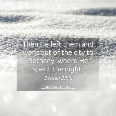 Picture 05 - Matthew 21:17 BSB - Then He left them and went out of the city to - Bible Verse Picture