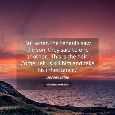 Picture 05 - Matthew 21:38 BSB - But when the tenants saw the son, they said to - Bible Verse Picture