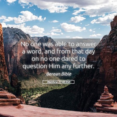 Picture 05 - Matthew 22:46 BSB - No one was able to answer a word, and from that - Bible Verse Picture
