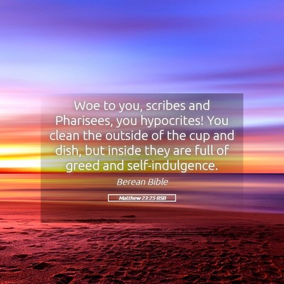 Picture 05 - Matthew 23:25 BSB - Woe to you, scribes and Pharisees, you - Bible Verse Picture