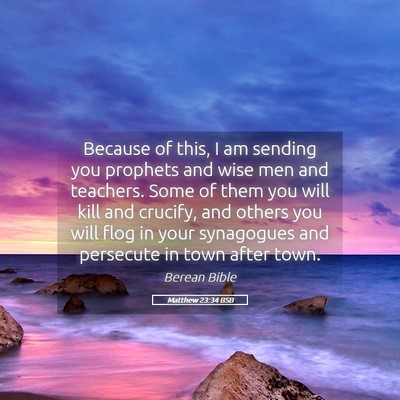 Picture 05 - Matthew 23:34 BSB - Because of this, I am sending you prophets and - Bible Verse Picture