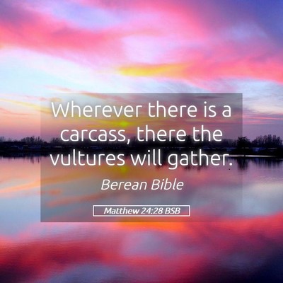Picture 05 - Matthew 24:28 BSB - Wherever there is a carcass, there the vultures - Bible Verse Picture