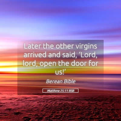 Picture 05 - Matthew 25:11 BSB - Later the other virgins arrived and said, - Bible Verse Picture