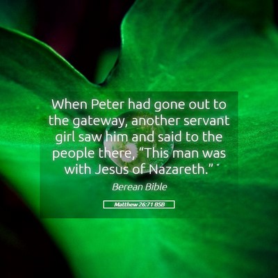 Picture 05 - Matthew 26:71 BSB - When Peter had gone out to the gateway, another - Bible Verse Picture