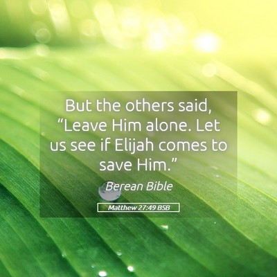 Picture 05 - Matthew 27:49 BSB - But the others said, “Leave Him alone. Let us - Bible Verse Picture