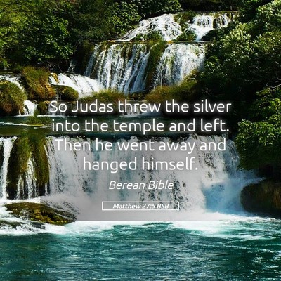 Picture 05 - Matthew 27:5 BSB - So Judas threw the silver into the temple and - Bible Verse Picture