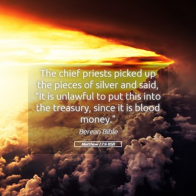 Picture 05 - Matthew 27:6 BSB - The chief priests picked up the pieces of silver - Bible Verse Picture