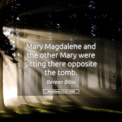 Picture 05 - Matthew 27:61 BSB - Mary Magdalene and the other Mary were sitting - Bible Verse Picture
