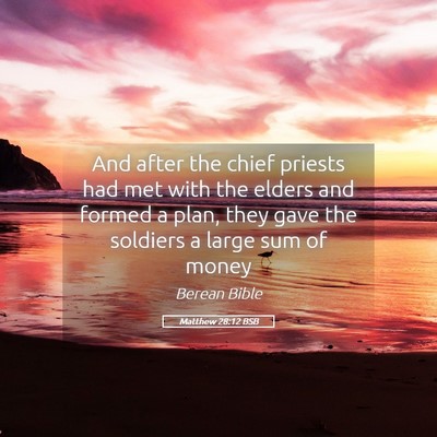 Picture 05 - Matthew 28:12 BSB - And after the chief priests had met with the - Bible Verse Picture