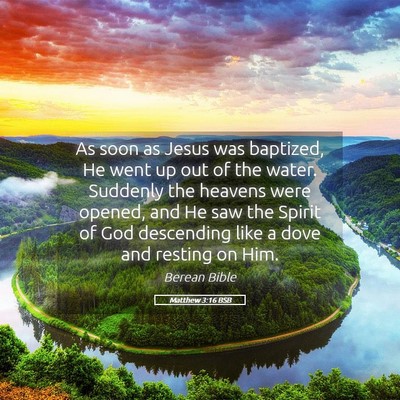 Picture 05 - Matthew 3:16 BSB - As soon as Jesus was baptized, He went up out of - Bible Verse Picture