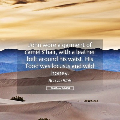 Picture 05 - Matthew 3:4 BSB - John wore a garment of camel’s hair, with a - Bible Verse Picture