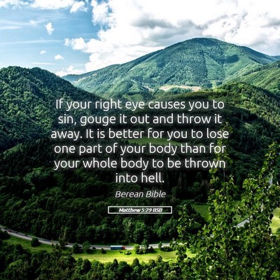 Picture 05 - Matthew 5:29 BSB - If your right eye causes you to sin, gouge it out - Bible Verse Picture