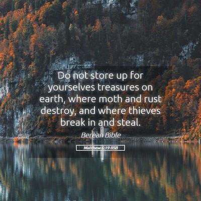 Picture 05 - Matthew 6:19 BSB - Do not store up for yourselves treasures on - Bible Verse Picture