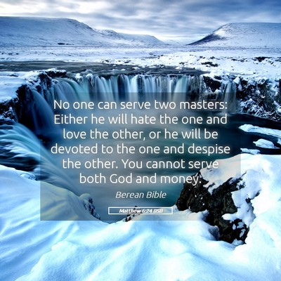 Picture 05 - Matthew 6:24 BSB - No one can serve two masters: Either he will hate - Bible Verse Picture