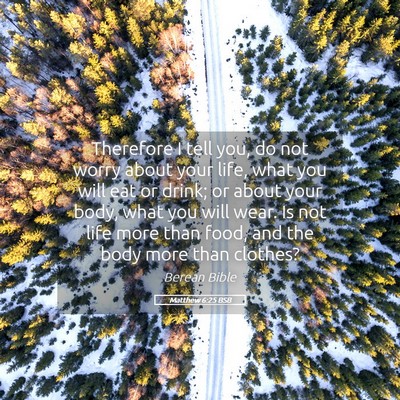 Picture 05 - Matthew 6:25 BSB - Therefore I tell you, do not worry about your - Bible Verse Picture