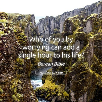 Picture 05 - Matthew 6:27 BSB - Who of you by worrying can add a single hour to - Bible Verse Picture