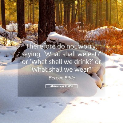 Picture 05 - Matthew 6:31 BSB - Therefore do not worry, saying, ‘What shall we - Bible Verse Picture