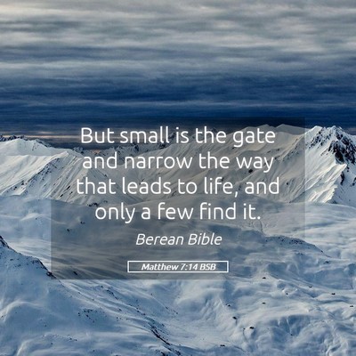Picture 05 - Matthew 7:14 BSB - But small is the gate and narrow the way that - Bible Verse Picture