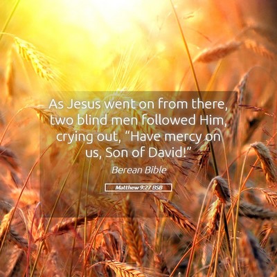 Picture 05 - Matthew 9:27 BSB - As Jesus went on from there, two blind men - Bible Verse Picture