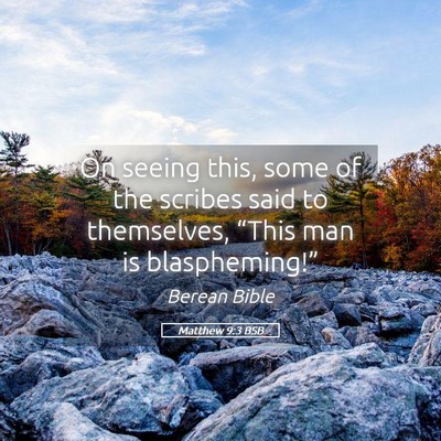 Picture 05 - Matthew 9:3 BSB - On seeing this, some of the scribes said to - Bible Verse Picture