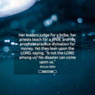 Picture 05 - Micah 3:11 BSB - Her leaders judge for a bribe, her priests teach - Bible Verse Picture