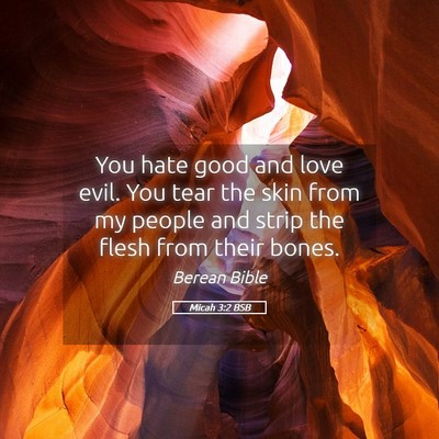 Picture 05 - Micah 3:2 BSB - You hate good and love evil. You tear the skin - Bible Verse Picture