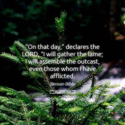 Picture 05 - Micah 4:6 BSB - “On that day,” declares the LORD, “I will - Bible Verse Picture