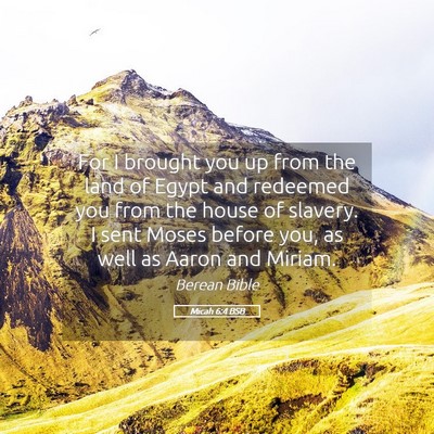 Picture 05 - Micah 6:4 BSB - For I brought you up from the land of Egypt and - Bible Verse Picture
