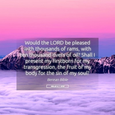 Picture 05 - Micah 6:7 BSB - Would the LORD be pleased with thousands of rams, - Bible Verse Picture