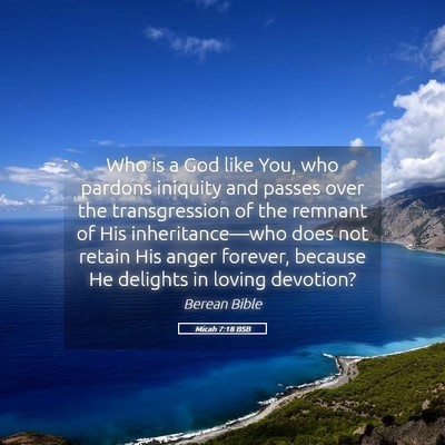 Picture 05 - Micah 7:18 BSB - Who is a God like You, who pardons iniquity and - Bible Verse Picture