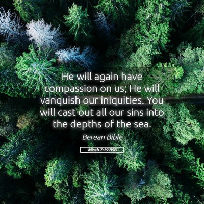 Picture 05 - Micah 7:19 BSB - He will again have compassion on us; He will - Bible Verse Picture
