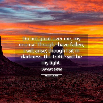 Picture 05 - Micah 7:8 BSB - Do not gloat over me, my enemy! Though I have - Bible Verse Picture