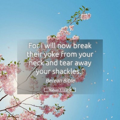 Picture 05 - Nahum 1:13 BSB - For I will now break their yoke from your neck - Bible Verse Picture
