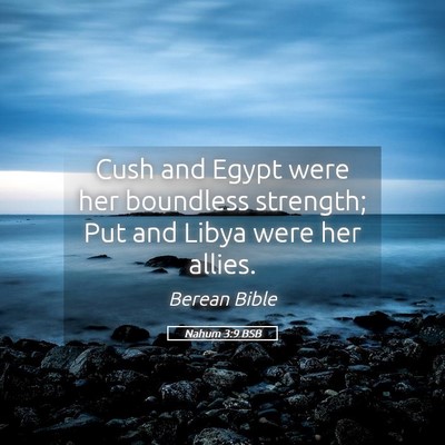 Picture 05 - Nahum 3:9 BSB - Cush and Egypt were her boundless strength; Put - Bible Verse Picture