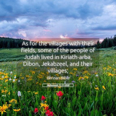 Picture 05 - Nehemiah 11:25 BSB - As for the villages with their fields, some of - Bible Verse Picture