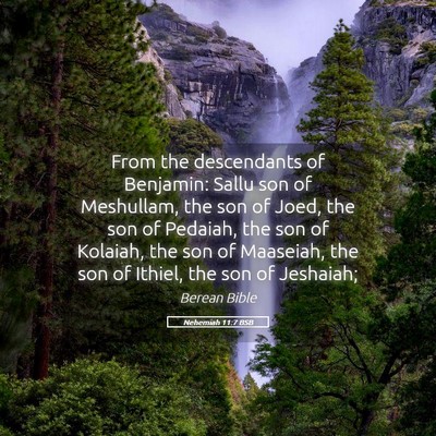 Picture 05 - Nehemiah 11:7 BSB - From the descendants of Benjamin: Sallu son of - Bible Verse Picture