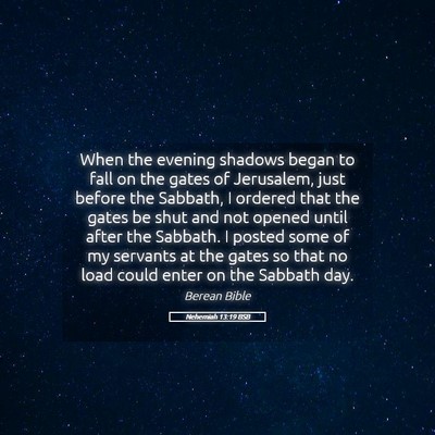 Picture 05 - Nehemiah 13:19 BSB - When the evening shadows began to fall on the - Bible Verse Picture