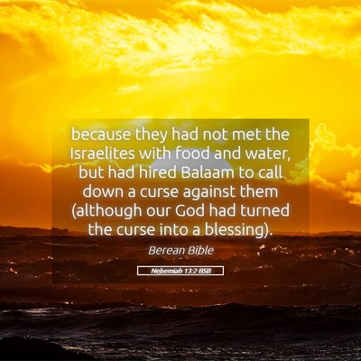 Picture 05 - Nehemiah 13:2 BSB - because they had not met the Israelites with food - Bible Verse Picture