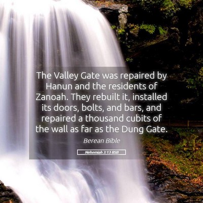 Picture 05 - Nehemiah 3:13 BSB - The Valley Gate was repaired by Hanun and the - Bible Verse Picture