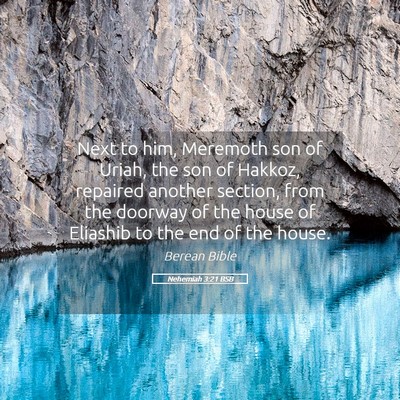 Picture 05 - Nehemiah 3:21 BSB - Next to him, Meremoth son of Uriah, the son of - Bible Verse Picture