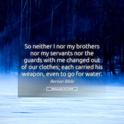Picture 05 - Nehemiah 4:23 BSB - So neither I nor my brothers nor my servants nor - Bible Verse Picture