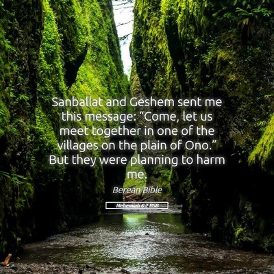Picture 05 - Nehemiah 6:2 BSB - Sanballat and Geshem sent me this message: - Bible Verse Picture