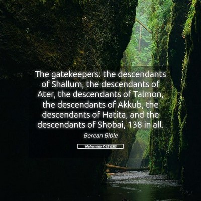 Picture 05 - Nehemiah 7:45 BSB - The gatekeepers: the descendants of Shallum, the - Bible Verse Picture