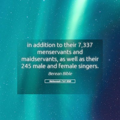 Picture 05 - Nehemiah 7:67 BSB - in addition to their 7,337 menservants and - Bible Verse Picture