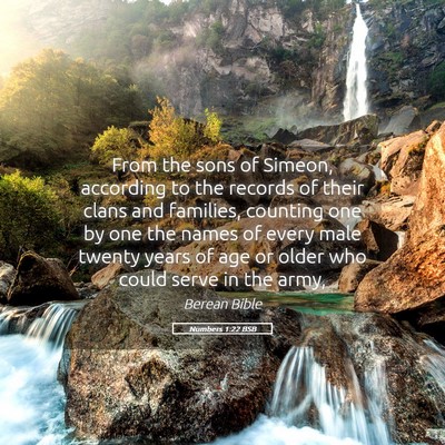 Picture 05 - Numbers 1:22 BSB - From the sons of Simeon, according to the records - Bible Verse Picture