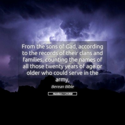 Picture 05 - Numbers 1:24 BSB - From the sons of Gad, according to the records of - Bible Verse Picture