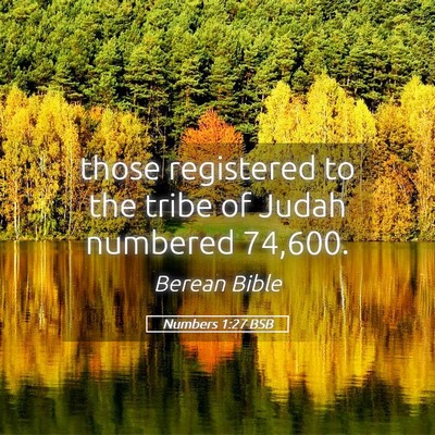 Picture 05 - Numbers 1:27 BSB - those registered to the tribe of Judah numbered - Bible Verse Picture