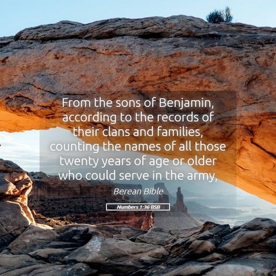 Picture 05 - Numbers 1:36 BSB - From the sons of Benjamin, according to the - Bible Verse Picture