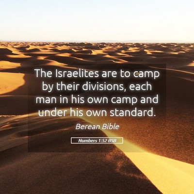 Picture 05 - Numbers 1:52 BSB - The Israelites are to camp by their divisions, - Bible Verse Picture